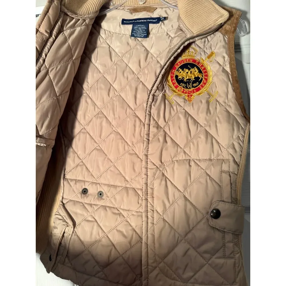 Ralph Lauren Sport Vest Brown Country Riders Jockey Club Challenge Crest Sz XS - Picture 16 of 16